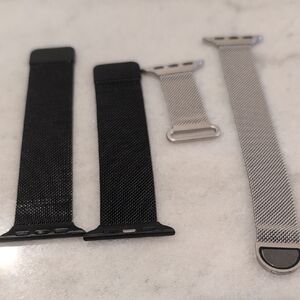 Black and Silver Mesh Watch Bands
